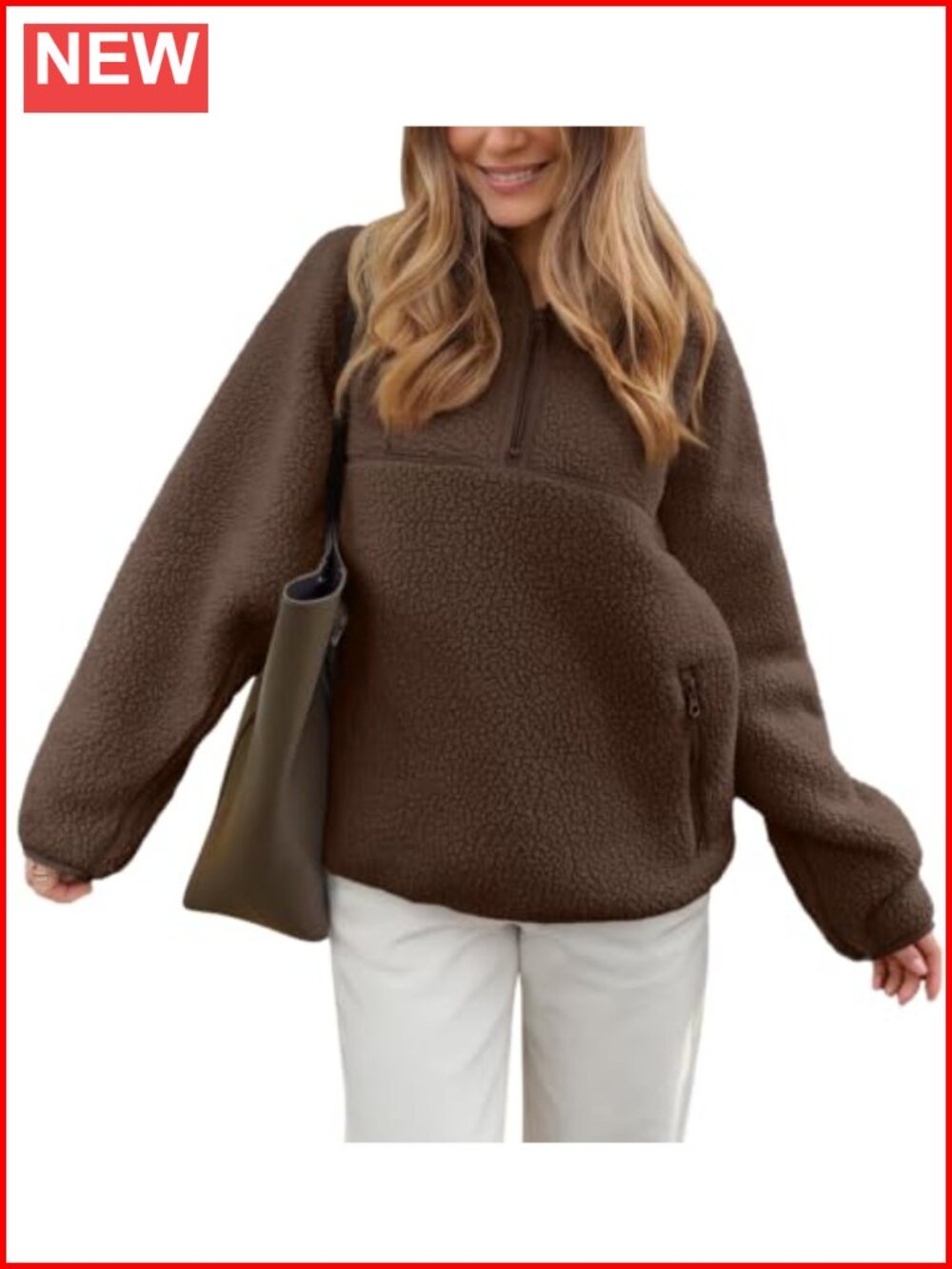 Sherpa Fleece Half Zip Pullover Mock Neck Long Sleeve Winter Jacket Women